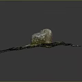 Natural Wood Stone Decorative Piece with Soil Green Grass and Small Plants