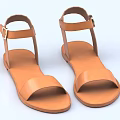 Brown Leather Sandals with Simple Adjustable Strap Design and Comfortable Flat Sole