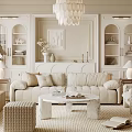 Elegant Modern Living Room Interior With Cozy Sofa Crystal Chandelier And Area Rug