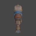 Realistic Brown Horse Equipped with Leather Harness Blue Saddle Pad and Bridle