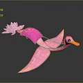 Pink Flying Swan with Lotus Flower Tail and Golden Accents Decorative Artistic Design