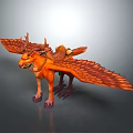 Fantasy Character Orange Griffin Creature With Large Wings Horns And Claws
