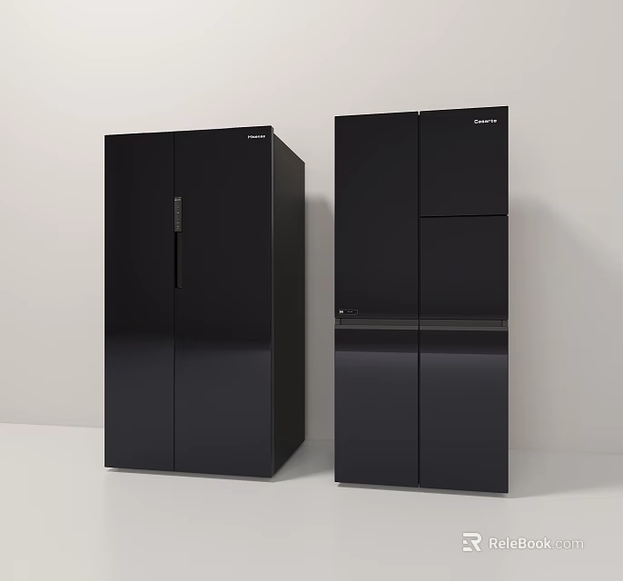 Black Modern Refrigerator Freezers With Sleek Design And Double Door Structure 3d model 