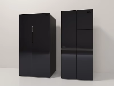 Black Modern Refrigerator Freezers With Sleek Design And Double Door Structure 3d model