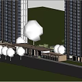 Modern Urban High-rise Residential Buildings Exterior With Cars Trees And Overcast Sky