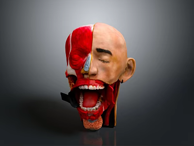 Human Head Anatomy Model With Half Realistic Face And Detailed Internal Structures 3d model