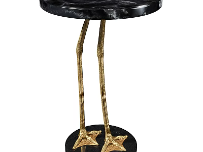 Modern Side Table With Black Marble Top And Gold Metal Star Shaped Legs 3d model
