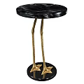 Modern Side Table With Black Marble Top And Gold Metal Star Shaped Legs