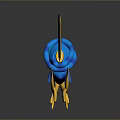 Blue And Gold Decorative Sword With Streamlined Design And Reflective Surface