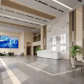 Modern Office Lobby Reception Desk With Marble Finish And Spacious Bright Business Hall Interior Design