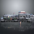 Vintage Industrial Model Train With Metal Structure Multiple Cars And Small Figure