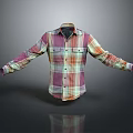 Colorful Plaid Long Sleeve Button Front Shirt With Collar And Pockets