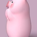 Cute Pink Pig Doll With Pink Nose Blush Cheeks And Folded Hands On Chest