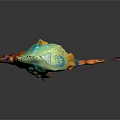 Vibrant Fantasy Creature Game Character With Claws Tail And Small Elf In Dark Background Reflection