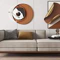 Modern Elegant Chaise Lounge With Plush Decorative Pillows And Wall Art