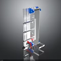 Industrial Metal Equipment Featuring Multi Layer Structure Blue Red Components And Rolling Wheels