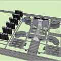 Modern Architectural Complex With Green Roof Design Surrounding Green Spaces Parking Lots And Roads