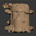 Industrial Equipment Copper Colored Mechanical Component Featuring Multiple Ports And Solid Metal Structure