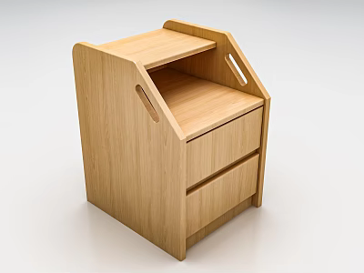 Modern Wooden Entryway Side Cabinet With Two Drawers And Upper Shelf 3d model