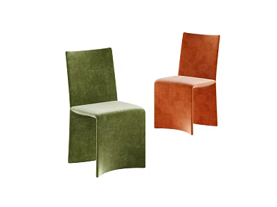 Modern Stylish Dining Chairs With Green And Orange Velvet Upholstery And Sleek Design 3d model