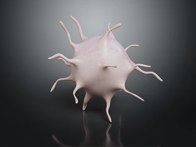 Detailed Microscopic Organ Structure With Hair Like Projections On Dark Background 3d model