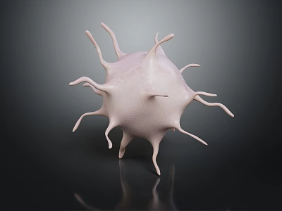 Detailed Microscopic Organ Structure With Hair Like Projections On Dark Background 3d model