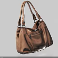 Brown Leather Handbag With Two Top Handles And Zipper Pocket Design