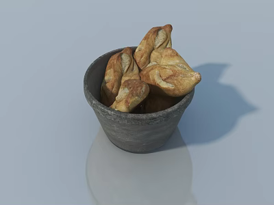 Healthy Roasted Vegetables in Gray Ceramic Bowl on White Surface with Shadow 3d model