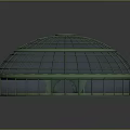 Architectural Dome Building Structure With Green Grid Frame And Transparent Panels 3d model