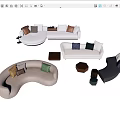 Modern Irregular Shaped Sofas With Various Styles And Ottoman Tables For Living Room 3d model