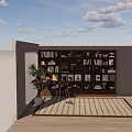 Modern Middle Ancient Study Bookcase Combination Bookcase Book Table and Chair Decoration Combination Ceramic Utensils 3d model