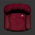 Elegant Red Leather Armchair With Tufted Backrest Classic Design And Wooden Legs
