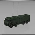 Green Military Vehicle With Six Wheels Two Antennas Armored Body And Military Design