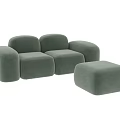 Light Green Velvet Modern Sectional Sofa With Modular Design And Ottoman Seats