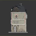 Residential Building Models with Various Colors Sloped Roofs Arched Doors and Colorful Facades