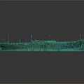 Ancient Underwater Shipwreck with Green Hull and Multiple Cabins Structure