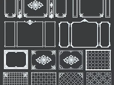 Intricate Sculptural Carvings Featuring Decorative Frames Classic Patterns And Geometric Designs 3d model