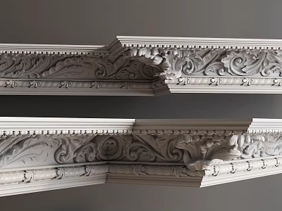 Ornate Crown Molding With Intricate Carvings For Interior Wall Ceiling Decoration 3d model
