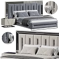 Modern Elegant Double Bed Interior Design With Upholstered Velvet Headboard And Stitching Details