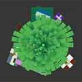 Pixelated Green Christmas Tree In Pot With Colorful Gift Boxes Around