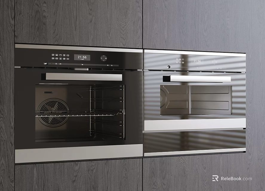 Modern Kitchen Interior Design Featuring Sleek Built-in Ovens And Kitchen Appliances 3d model 