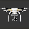 High Quality White Drone With Gold Stripes Four Propellers And Camera 3d model