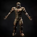 Sci Fi Game Character In Futuristic Metallic Armored Suit With Mechanical Details