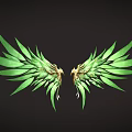 Ornate Green Wings With Intricate Golden Dragon Heads On Dark Background Design
