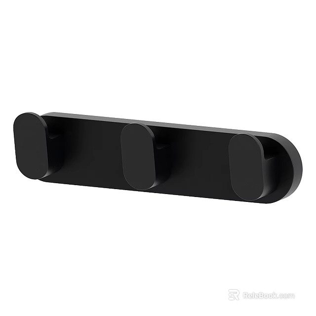 Black Strip Wall Mounted Hooks With Modern Design For Home Use 3d model 