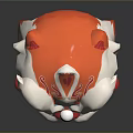 Traditional Lion Dance Head With Orange White Patterns And Decorative Mane 3d model