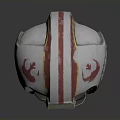 White and Red Striped X Wing Pilot Helmet with Orange Liner and Rebel Emblem