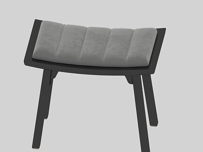 Modern Minimalist Stool Design Featuring Black Frame And Gray Tufted Fabric Cushion 3d model