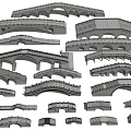 Various Model Bridges with Different Architectural Designs and Structural Styles 3d model
