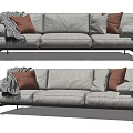 Modern three-seat sofa multiplayer sofa 3d model